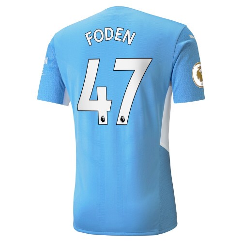 Manchester City Fodboldtrøjer Phil Foden 47 Hjemmebanesæt 2021/22 Kort ærmer Manchester City Fodboldtrøjer Phil Foden 47 Hjemmebanesæt 2021/22 Kort ærmer